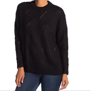 RXB Women's Long Sleeve Sweater Cable Knit Pullover In Black Size XS